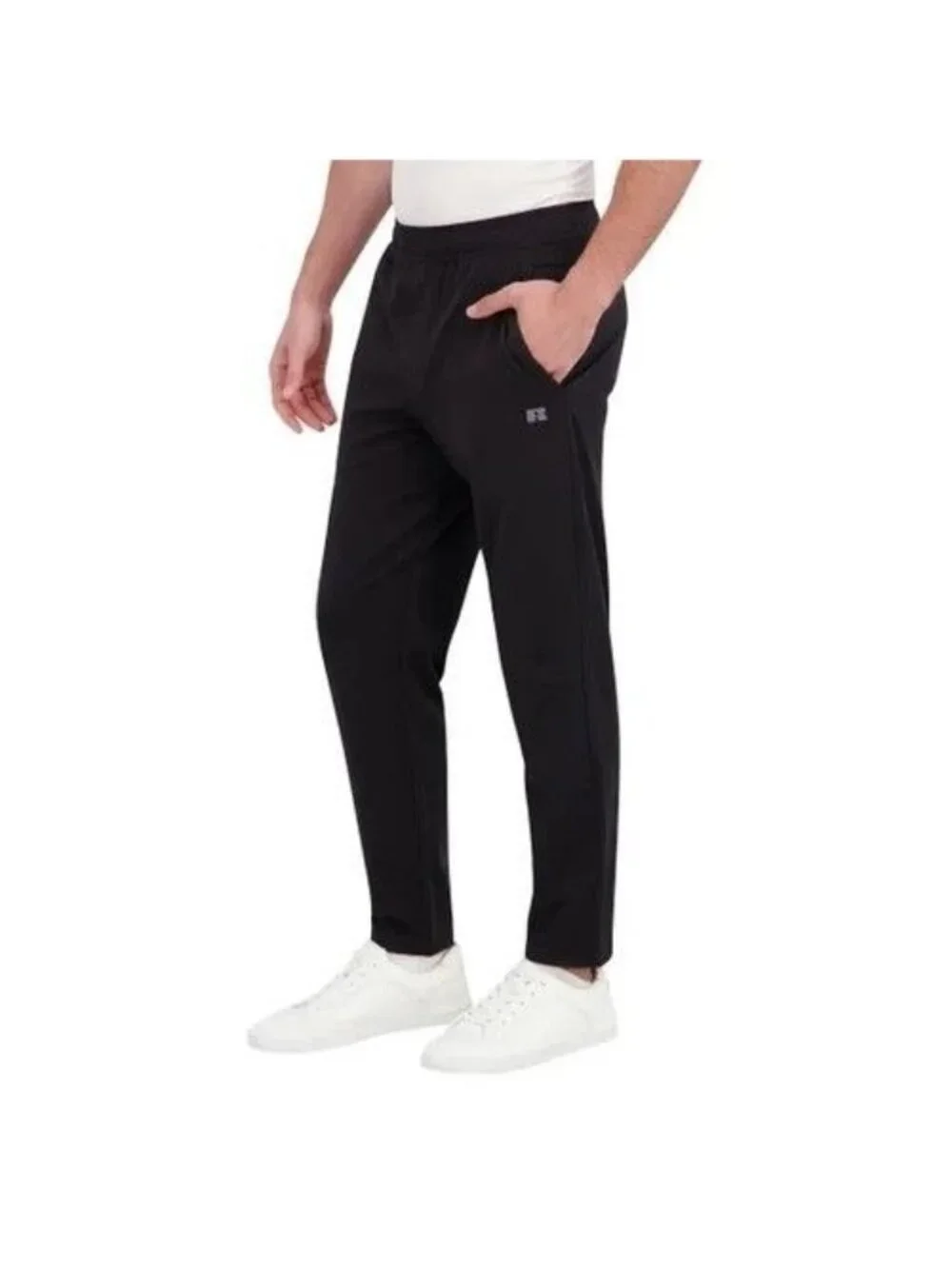 NWT Russell Athletic Men's S Black Tapered Fit Pant Stretch Zippered Pocket